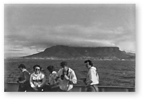 GOUGH 29 (1983-1984): Order on Photo not known. R.J. van Rooyen (Radio Technician/Leader), K.J. Rae (Senior Meteorologist), W.D. Saunder (Assistant Worker), I. Schirmer (Meteorologist), J.H.C. v. de Venter (Meteorologist), H.F. Breytenbach (Diesel Mechanic), J.V. Letto (Medic), A.M. Moore (Communications Officer).