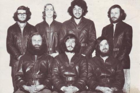 MARION 26 (1969-1970): Back (L-R) Gerhard Venter (Meteorologist), Richard Galpin (Meteorologist), Henk Tiggelman (Meteorologist), Des Joubert (Radio Technician); Front: Rex White (Medic), Hein Pienaar (Leader), Pieter Nel ( Radio Operator).