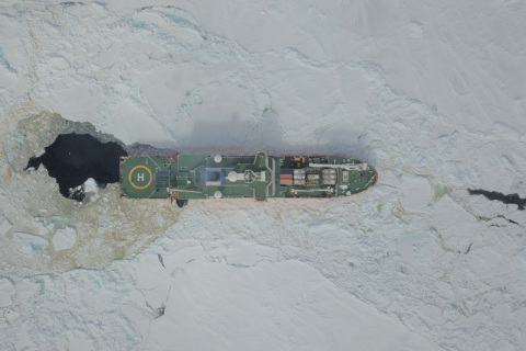 S.A. Agulhas II Breaking Ice