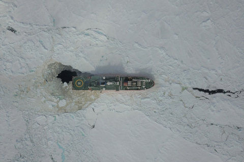 S.A. Agulhas II Breaking Ice