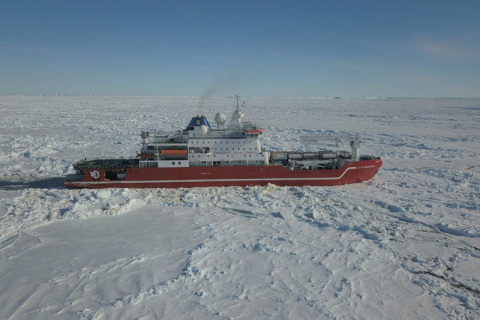 S.A. Agulhas II Breaking Ice