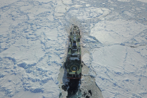 S.A. Agulhas II Breaking Ice