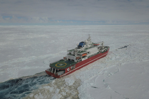 S.A. Agulhas II Breaking Ice