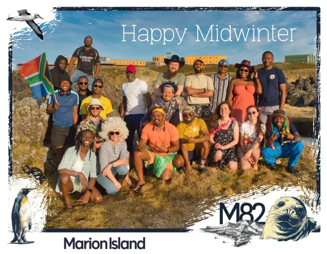 Midwinter Greetings from MARION82
https://wp.me/p6ZWWZ-2BB
#Midwinter2025 #SolsticeDay #SANAP #SANAEIV #MarionIsland #GoughIsland #AuroraResearch #SANSA #PolarScience #WinterSolstice #OverwinteringLife